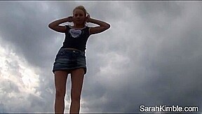 Teen Sara Kimble Flashes on the Beach